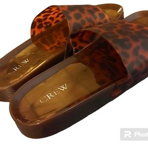 J. Crew Jelly Pool Sliders in Tortoise Leopard Print. Sz. 7